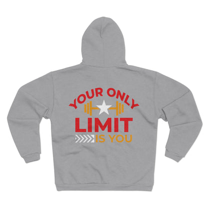 Motivational Unisex Hooded Zip Sweatshirt - 'Your Only Limit is You'