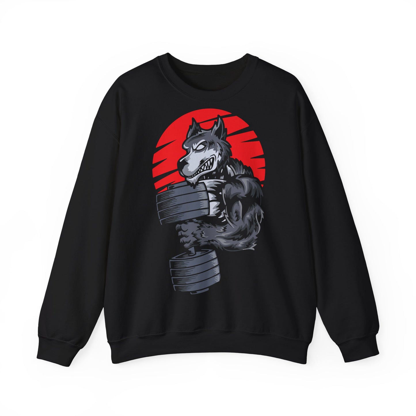 Gym Wolf Unisex Heavy Blend™ Crewneck Sweatshirt  - Bold Fitness Graphic Black