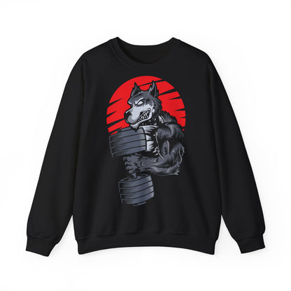 Gym Wolf Unisex Heavy Blend™ Crewneck Sweatshirt  - Bold Fitness Graphic Black
