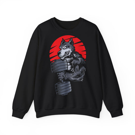 Gym Wolf Unisex Heavy Blend™ Crewneck Sweatshirt  - Bold Fitness Graphic Black