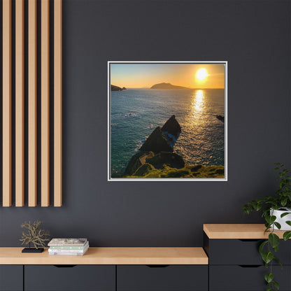 Dunquin Pier Sunset 2 Matte Canvas, Framed (Multi-color)