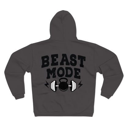 Beast Mode Unisex Hooded Zip Sweatshirt - Perfect for Fitness Enthusiasts