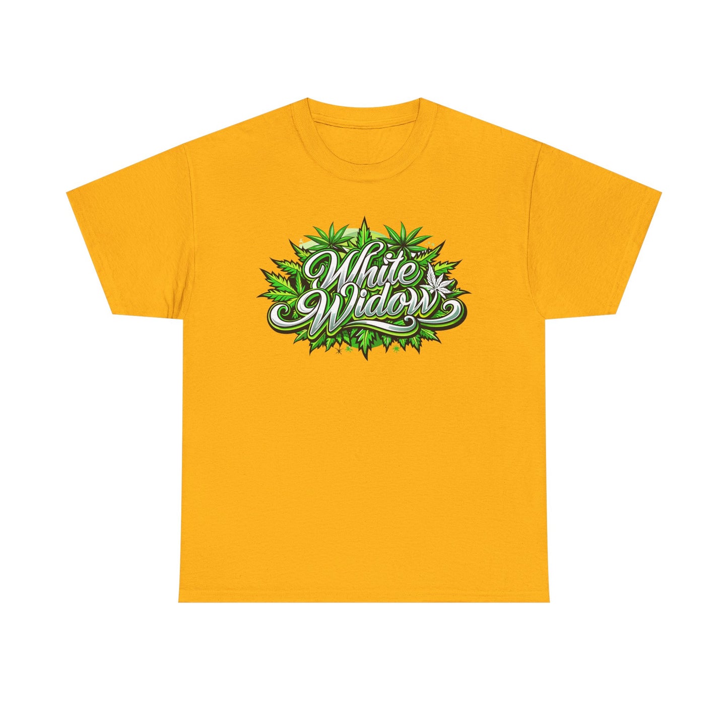 White Widow Graphic Tee — Cannabis Leaf Logo T-Shirt