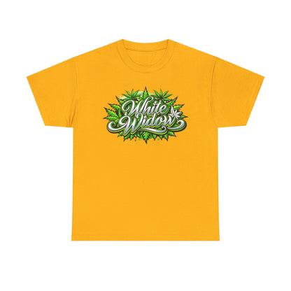 White Widow Graphic Tee — Cannabis Leaf Logo T-Shirt