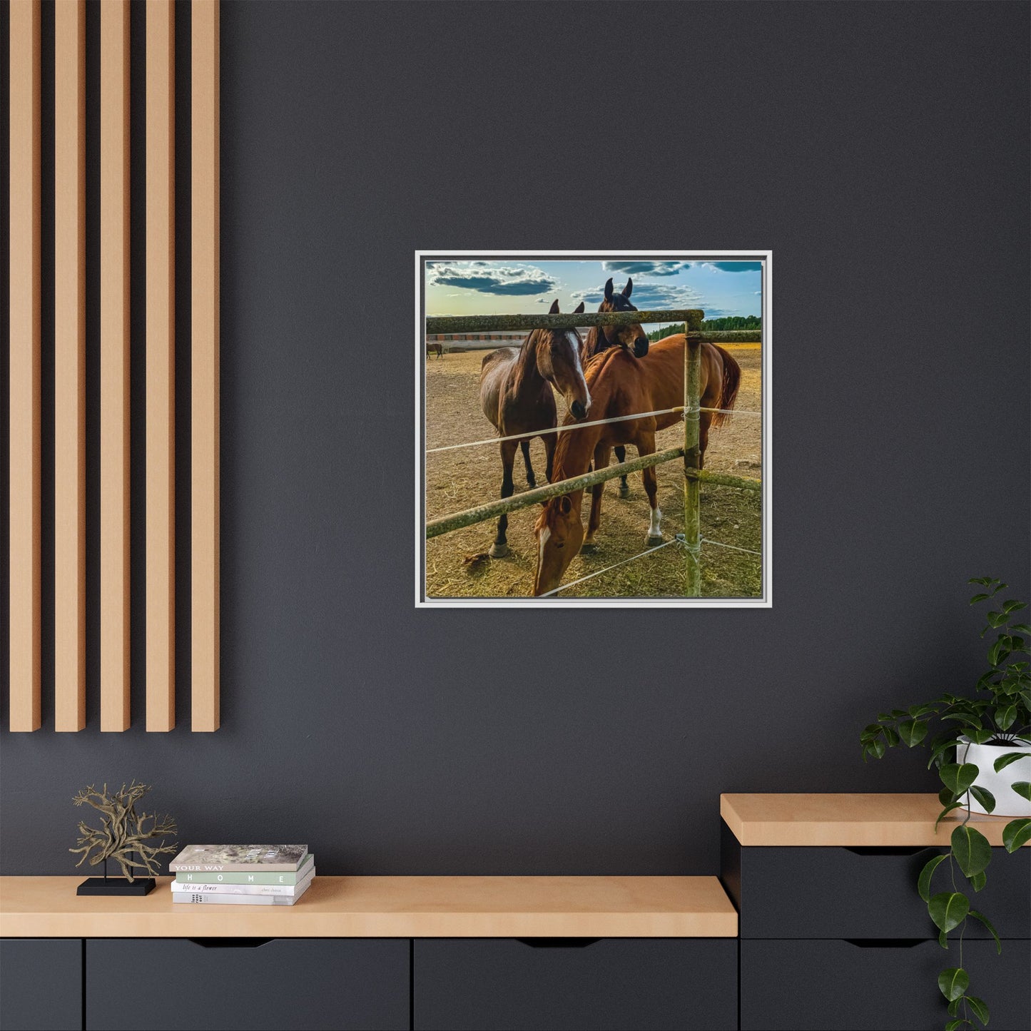 Horses Matte Canvas, Framed (Multi-color)
