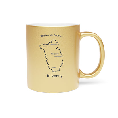 Kilkenny County Metallic Colour Mug - Silver/Gold - Perfect Gift for Coffee Lovers