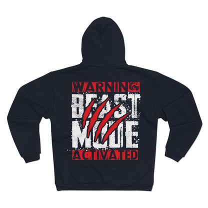 Beast Mode Activated Unisex Hooded Zip Sweatshirt - Sporty & Motivational Hoodie