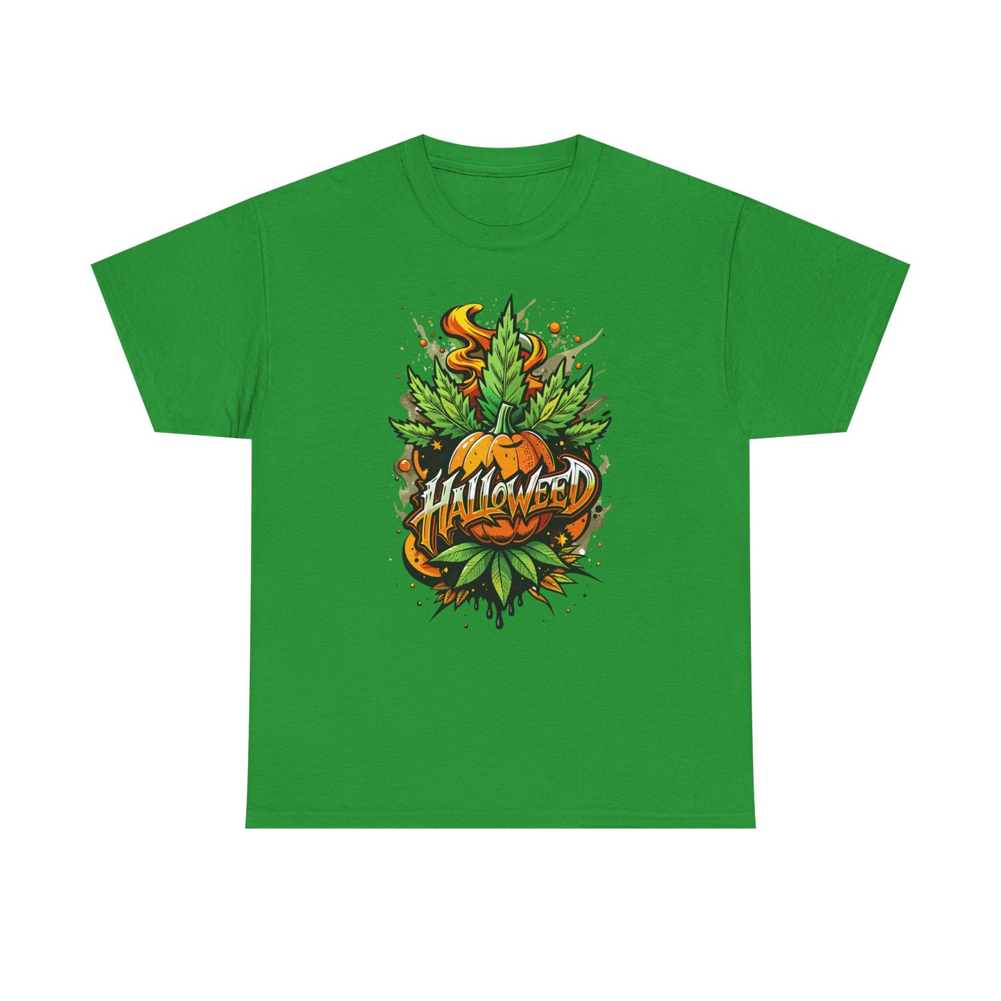 Hallowed Harvest Tee — Halloween Mask & Pumpkin Graphic T-Shirt