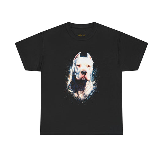 Pitbull Portrait Tee — Majestic White Dog Graphic T-Shirt