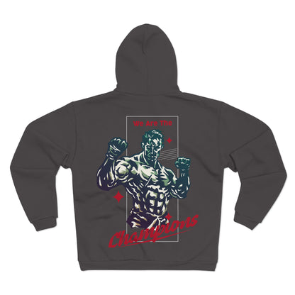 Unisex Hooded Zip Sweatshirt - We Are The Champions Design