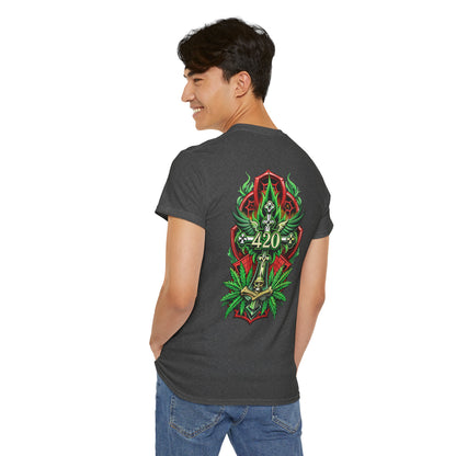 420 Cannabis Shield T-Shirt – Marijuana Leaf Stoner Graphic Tee