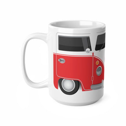 Vintage VW Bus Ceramic Coffee Mug - 11oz & 15oz - Perfect for Auto Enthusiasts Red