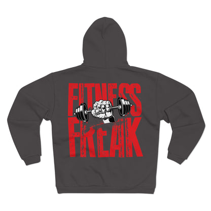 Fitness Freak Unisex Hooded Zip Sweatshirt - Bold Gym Style for Fitness Enthusiasts