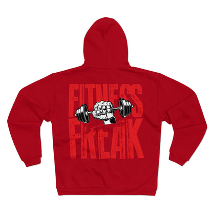 Fitness Freak Unisex Hooded Zip Sweatshirt - Bold Gym Style for Fitness Enthusiasts
