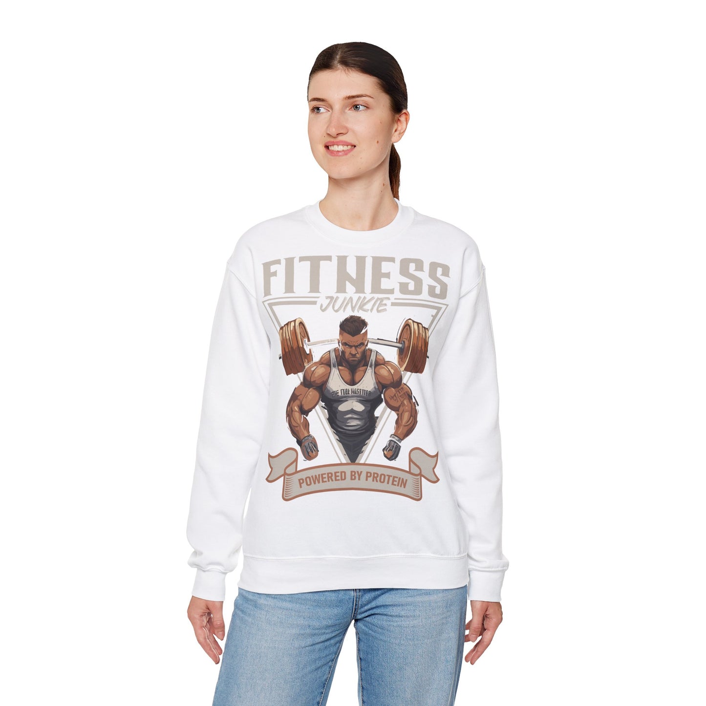 Fitness Junkie Unisex Heavy Blend™ Crewneck Sweatshirt - Powered by Protein