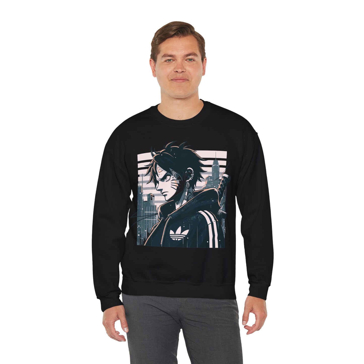 Urban Anime Graphic Crewneck Sweatshirt for Casual Style