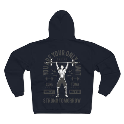 Motivational Fitness Hoodie - "You Are Your Only Limit" Unisex Hooded Zip Sweatshirt
