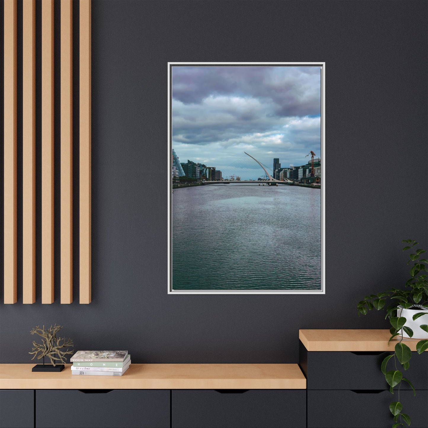 Samuel Beckett Bridge Matte Canvas, Framed (Multi-color)