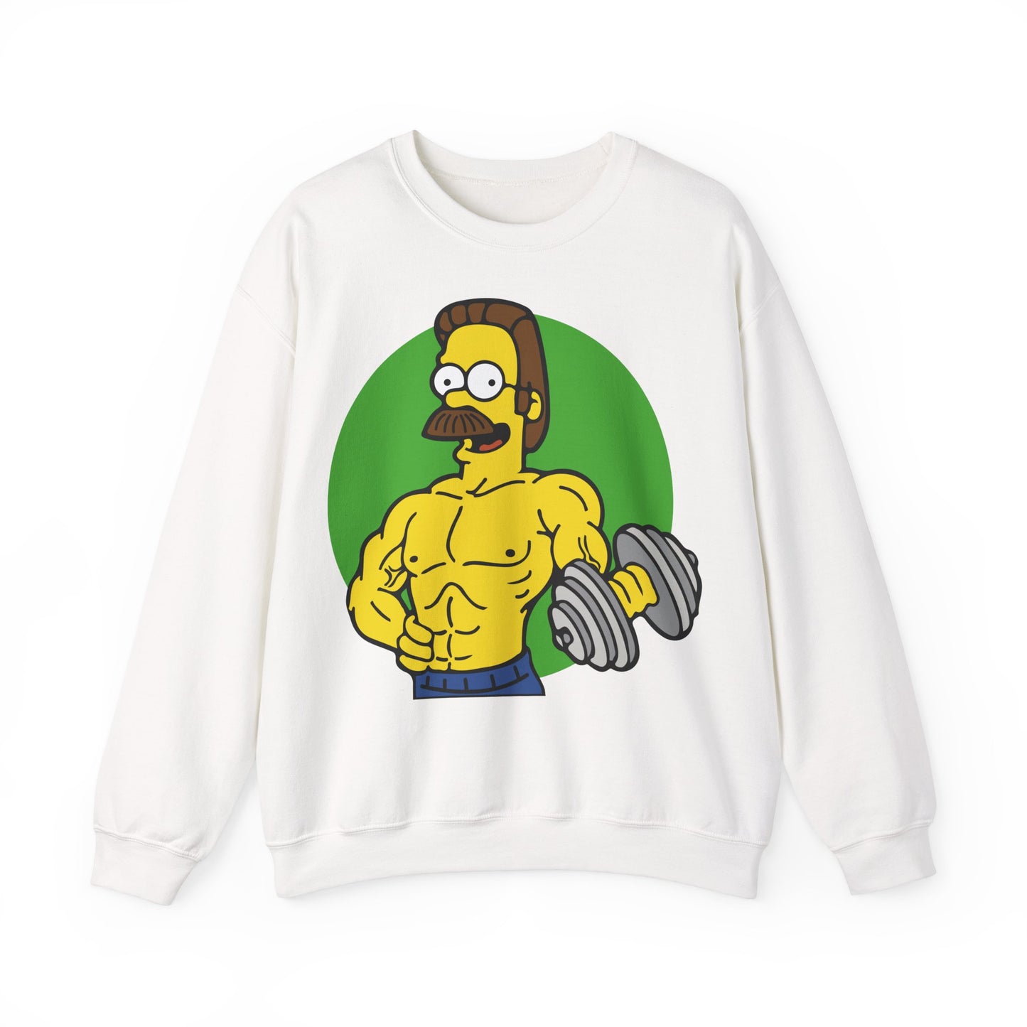 Funny Fitness Sweatshirt - Unisex Heavy Blend™ Crewneck with Cartoon Weightlifter Design