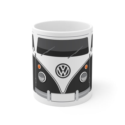 Vintage VW Bus Ceramic Coffee Mug - 11oz & 15oz - Perfect for Auto Enthusiasts Black