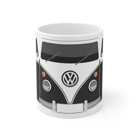 Vintage VW Bus Ceramic Coffee Mug - 11oz & 15oz - Perfect for Auto Enthusiasts Black