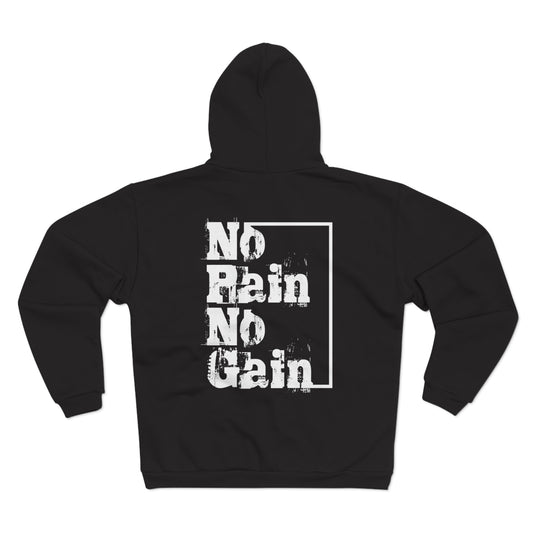 Unisex Hooded Zip Sweatshirt - "No Pain No Gain" Motivational Fitness Jacket