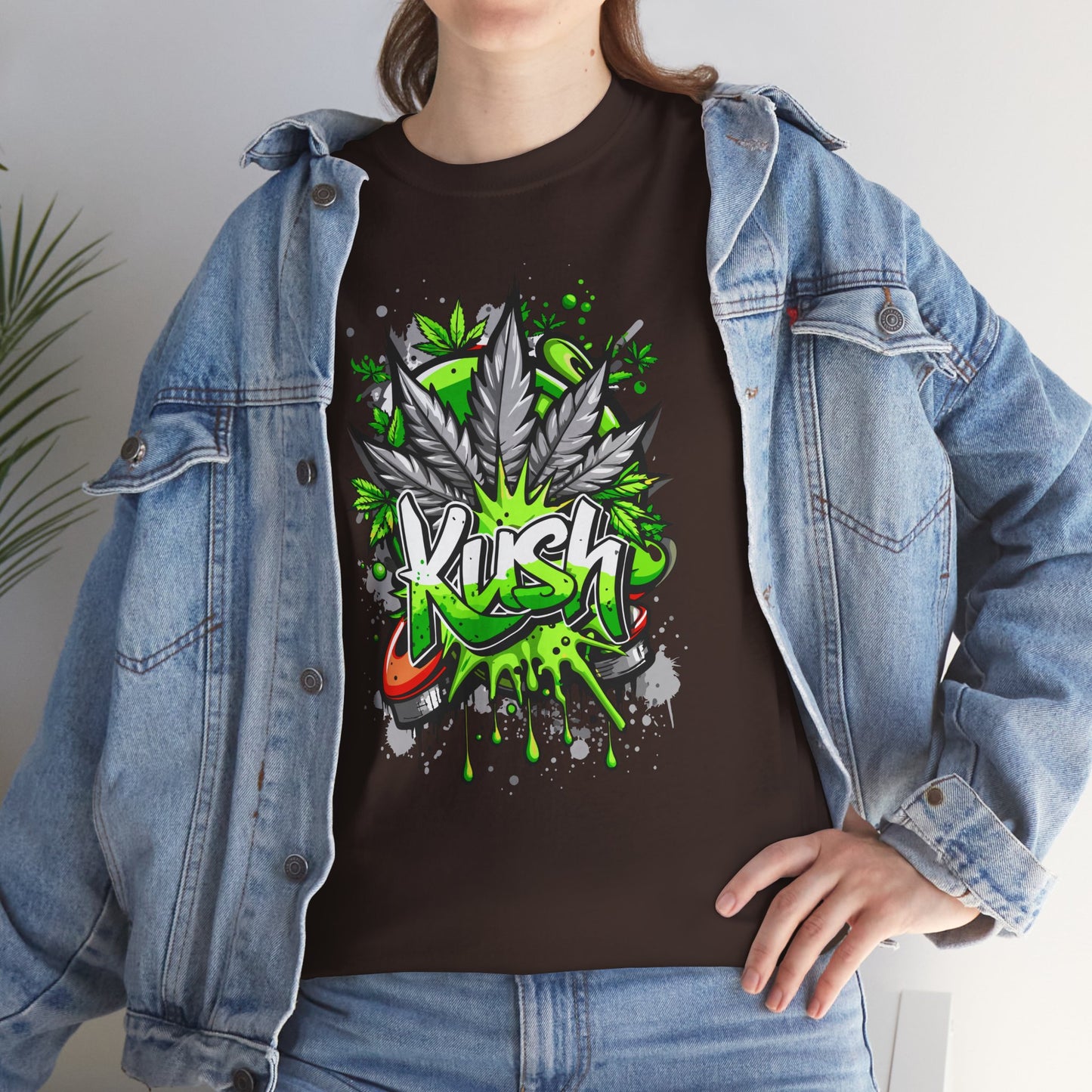 Kush Graffiti T-Shirt — Green Cannabis Leaf Street Art Tee
