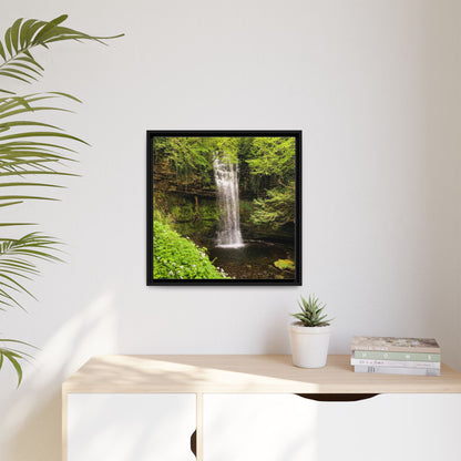 Glacer Waterfall Matte Canvas, Framed (Multi-color)