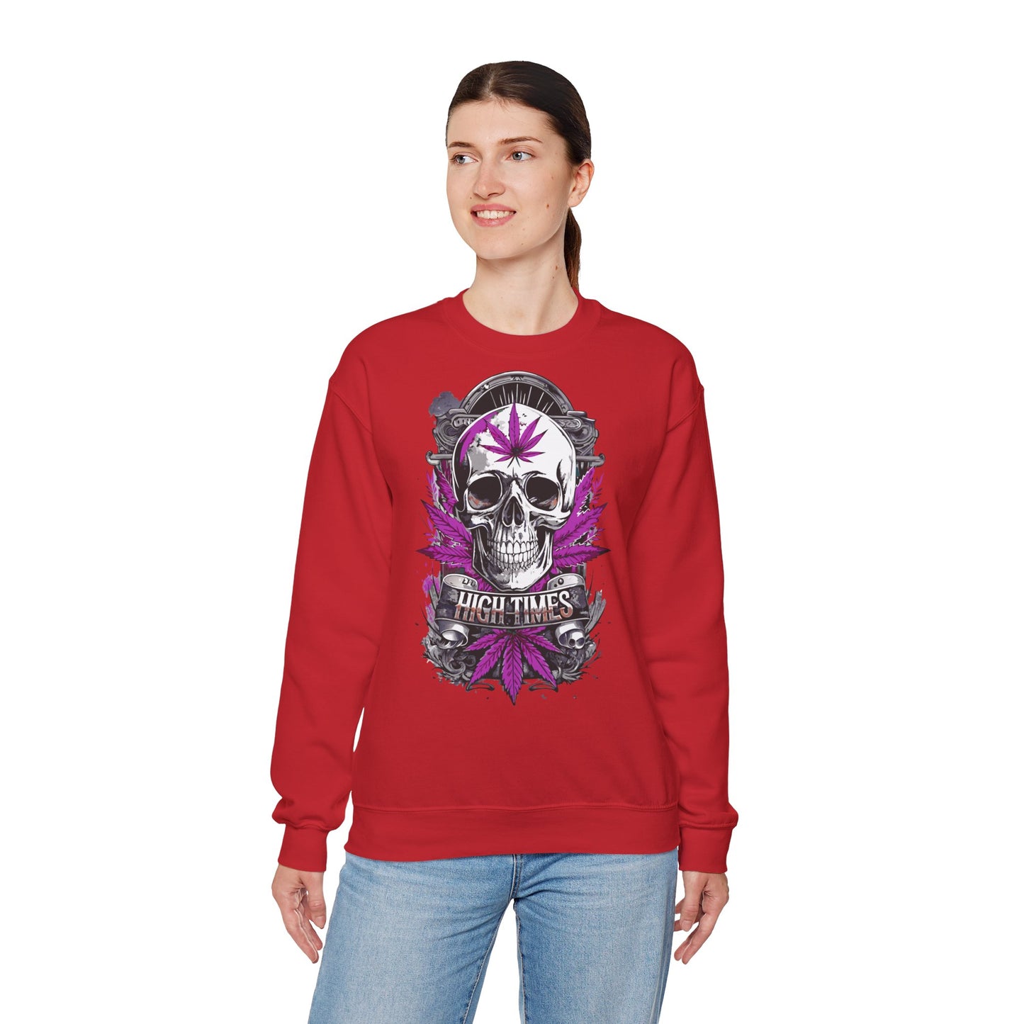 Skull & Purple Cannabis Leaf- "High Times" Graphic Sweatshirt