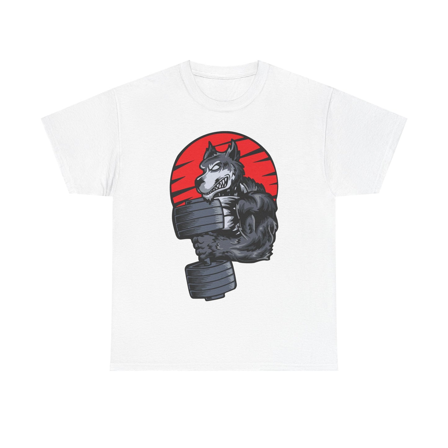 Gym Wolf Unisex Heavy Cotton Tee - Motivational Workout T-Shirt White
