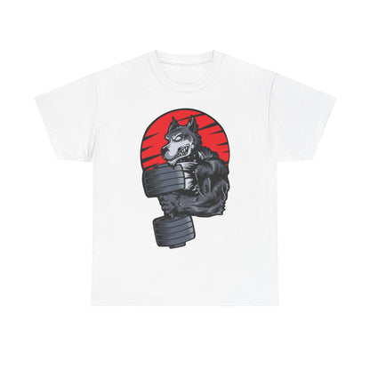 Gym Wolf Unisex Heavy Cotton Tee - Motivational Workout T-Shirt White