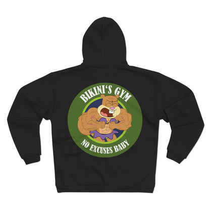 Bikini's Gym No Excuses Hoodie - Unisex Zip Sweatshirt for Fitness Enthusiasts