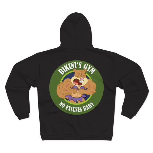 Bikini's Gym No Excuses Hoodie - Unisex Zip Sweatshirt for Fitness Enthusiasts