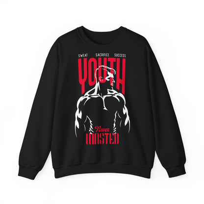 Youth Never Wasted Unisex Heavy Blend™ Crewneck Sweatshirt - Motivational Fitness Apparel