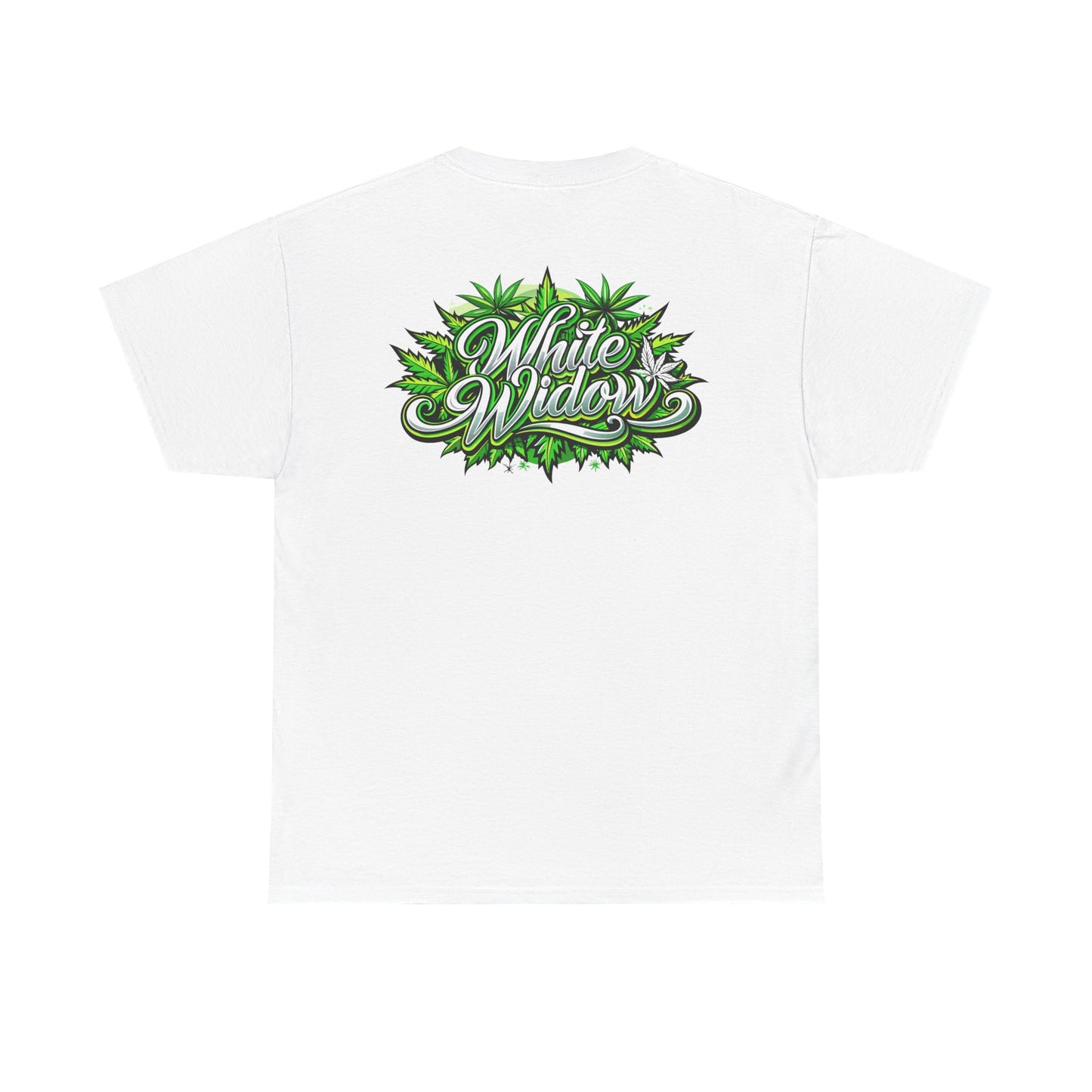 White Widow Graphic Tee — Cannabis Leaf Logo T-Shirt