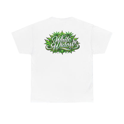 White Widow Graphic Tee — Cannabis Leaf Logo T-Shirt