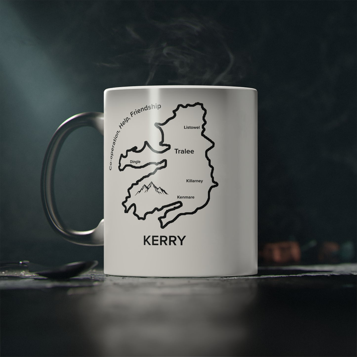 Kerry Magic Mug: Color - Changing Coffee Cup with Artistic Map Design