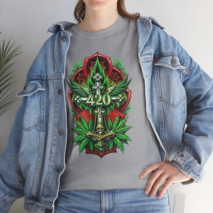 420 Cannabis Shield T-Shirt – Marijuana Leaf Stoner Graphic Tee