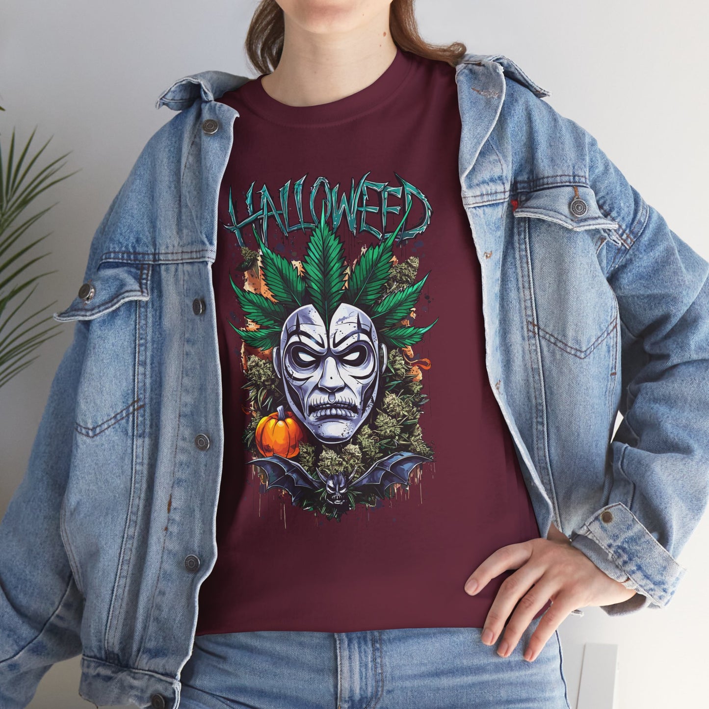 Hallowed Harvest Tee — Halloween Mask & Pumpkin Graphic T-Shirt