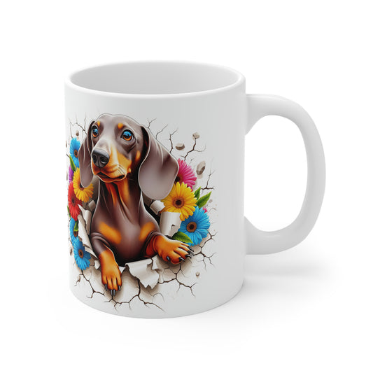 Dachshund Floral Design Coffee Mug - 11oz & 15oz