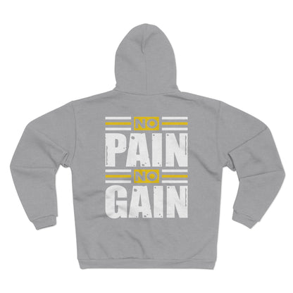 Motivational Workout Unisex Hooded Zip Sweatshirt - "No Pain No Gain"