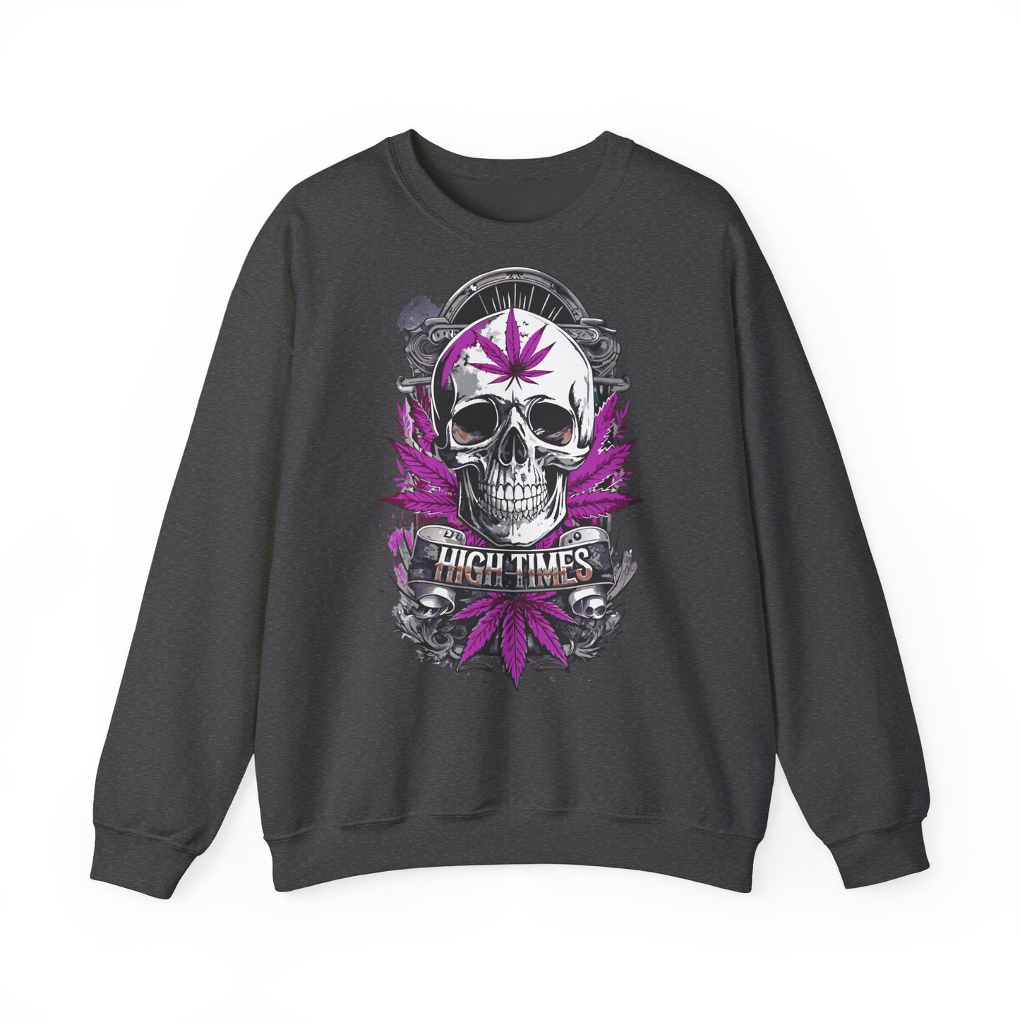 Skull & Purple Cannabis Leaf- "High Times" Graphic Sweatshirt