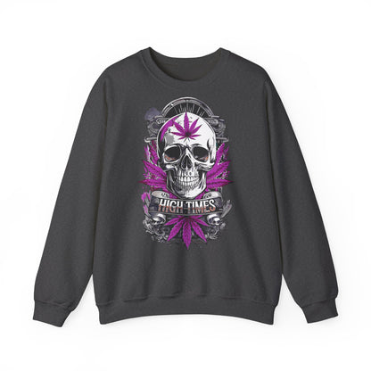 Skull & Purple Cannabis Leaf- "High Times" Graphic Sweatshirt