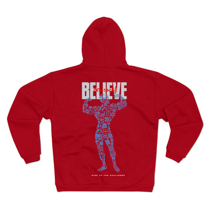 Motivational Zip-Up Hoodie - 'Believe' Design for Everyday Inspiration