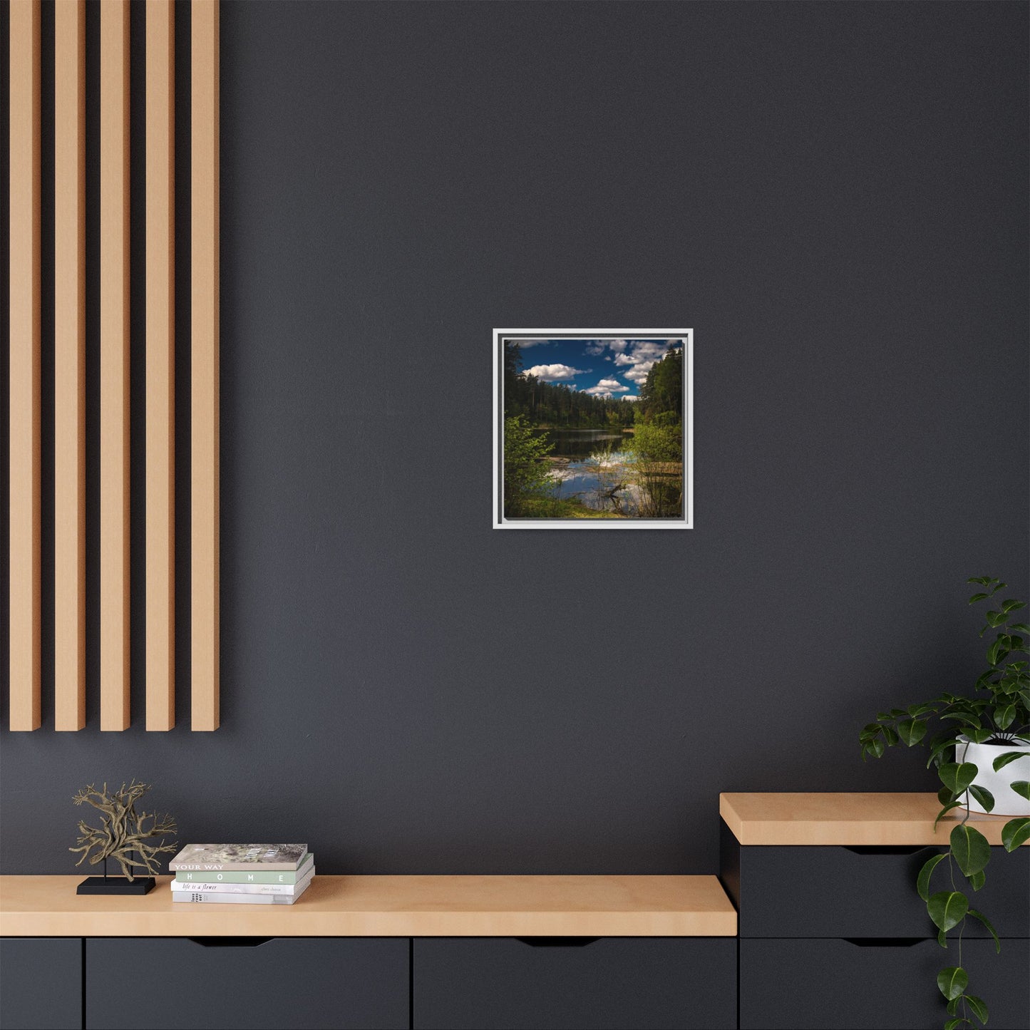 Vilnius Lake Matte Canvas, Framed (Multi-color)