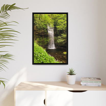 Glacer Waterfall Matte Canvas, Framed (Multi-color)
