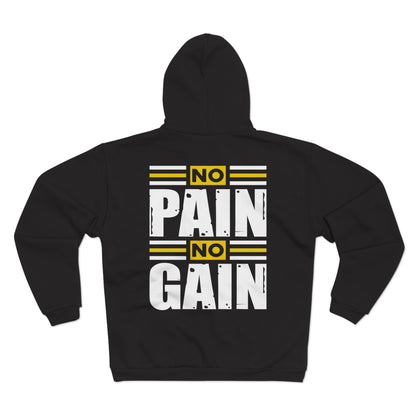 Motivational Workout Unisex Hooded Zip Sweatshirt - "No Pain No Gain"