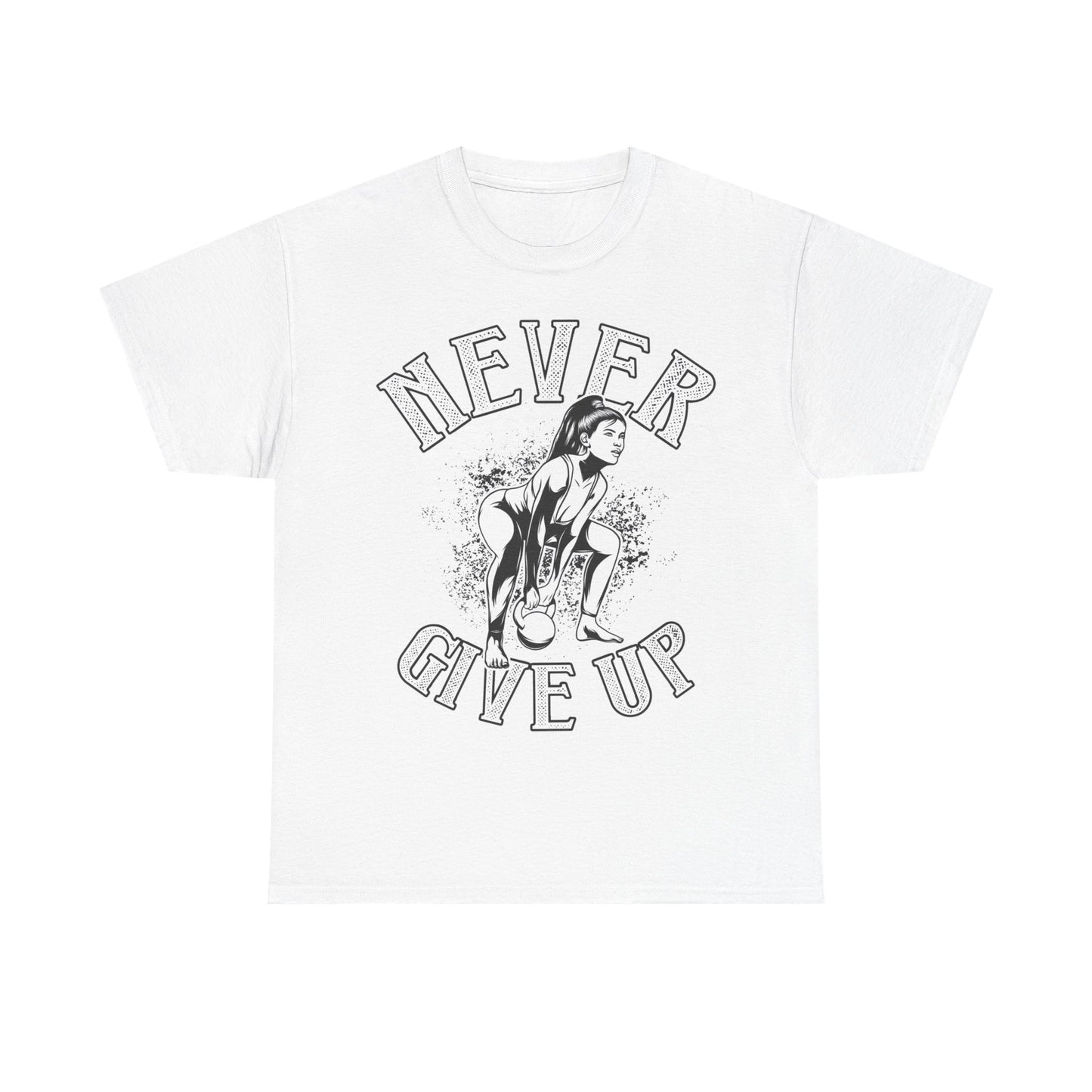 Motivational Unisex Heavy Cotton Tee - 'Never Give Up'