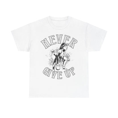 Motivational Unisex Heavy Cotton Tee - 'Never Give Up'