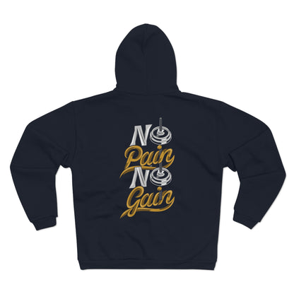 No Pain No Gain Unisex Hooded Zip Sweatshirt - Motivational Gym Wear